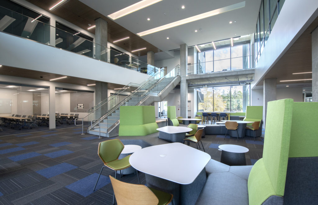The ISEB offers numerous interaction areas, comfortable, casual spaces where scientists and engineers can relax and have conversations. Steve Zylius / UCI The ISEB offers numerous interaction areas, comfortable, casual spaces where scientists and engineers can relax and have conversations. Steve Zylius / UCI