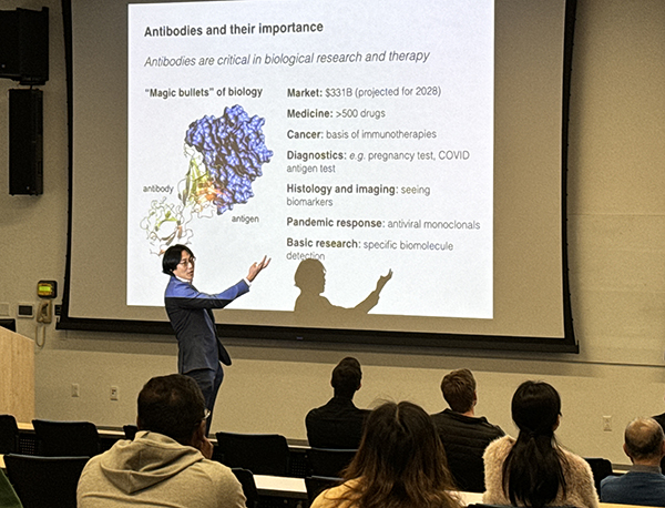 Chang Liu explains researchers' approach for engineering antibodies.