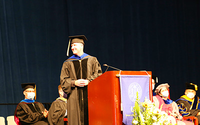 Guest speaker alumnus Johnny Lincoln, founder of Lincoln Dynamic Foundation, shared his advice with new graduates to listen, learn and embrace change. Guest speaker alumnus Johnny Lincoln, founder of Lincoln Dynamic Foundation, shared his advice with new graduates to listen, learn and embrace change.