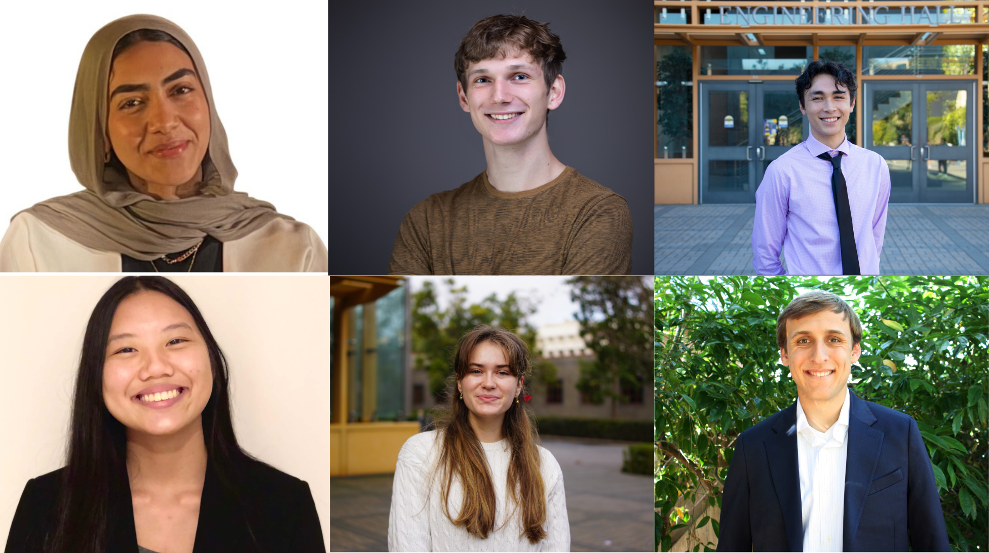 Clockwise, from top left, are Malak Gamal El-Din, Elias Heanue, Scott Duy Kiehn, Cameron Schmitt, Madeleine Marston and Lanie Le.