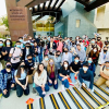 Introduction to Engineering class students and instructors gathered on Engineering Gateway to test their remote-controlled rovers.