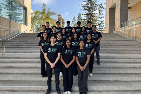 President Neha Muvvala stands front and center with the 2024-2025 board members of BMES. 