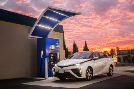 A Toyota refuels at a True Zero network station.