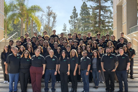 The MAES familia gathers for a group photo at the 2025 MAES Leadership Academy at UC Irvine.